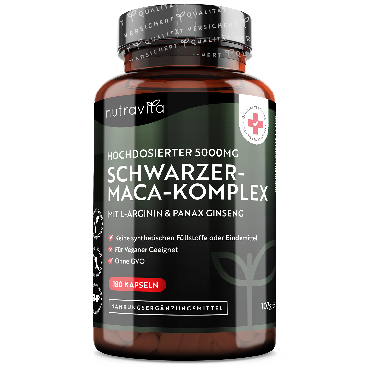 Schwarzer Maca-Komplex 5000mg 180 Kapseln