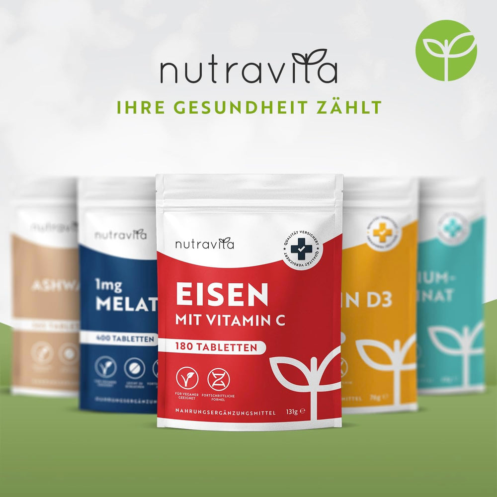 Eisentabletten mit 40 mg Eisen + Vitamin C (80mg) - 180 vegane Tabletten