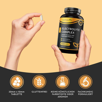Elektrolyte Komplex mit Magnesium Kalium Hochdosiert Kalzium Natrium & Chlorid - 400 Tabletten