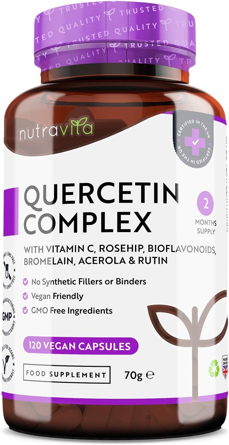 Quercetin Komplex 695mg mit Vitamin C - Preis-Leistungssieger 2021* - 120 vegane Kapseln