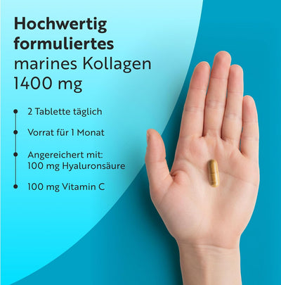 Maritimes Kollagen mit Hyaluronsäure 1400mg - 60 Tabletten