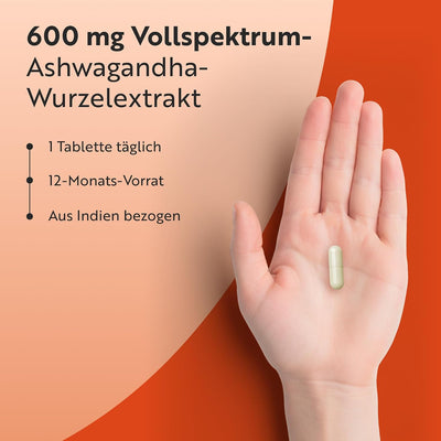 Ashwagandha Tabletten - 365 vegane Tabletten