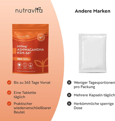 Ashwagandha Tabletten - 365 vegane Tabletten