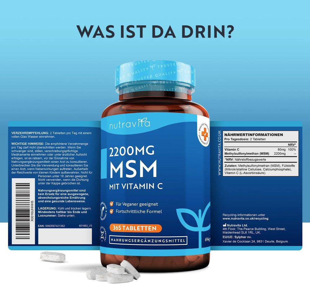 MSM 2200mg With Vitamin C - 365 Vegan Tablets