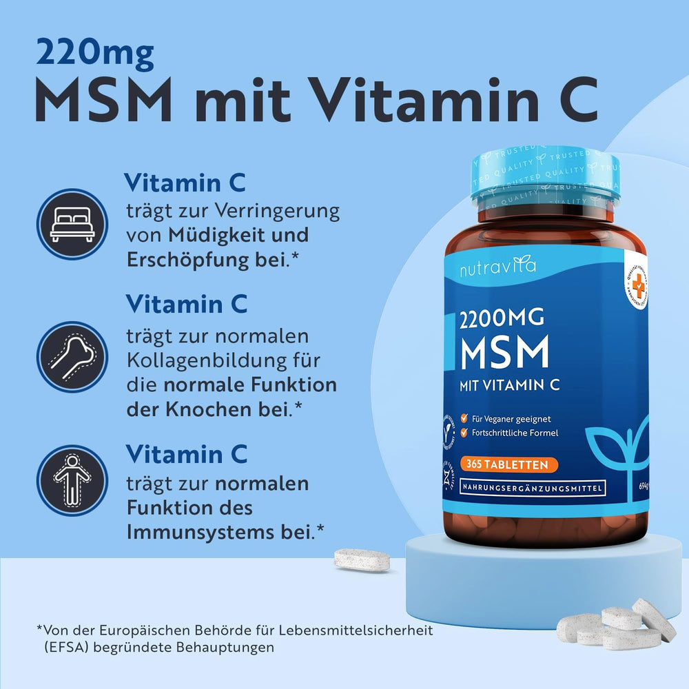 MSM 2200mg With Vitamin C - 365 Vegan Tablets