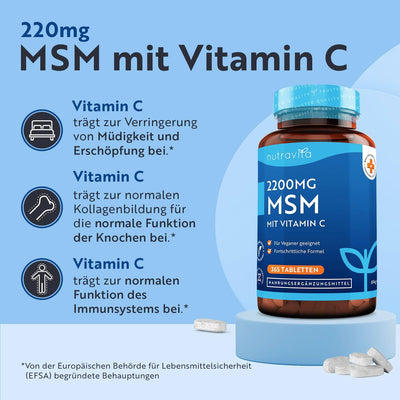 MSM 2200mg With Vitamin C - 365 Vegan Tablets