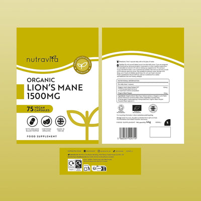 Organic Lions Mane 1500mg - 75 Capsules
