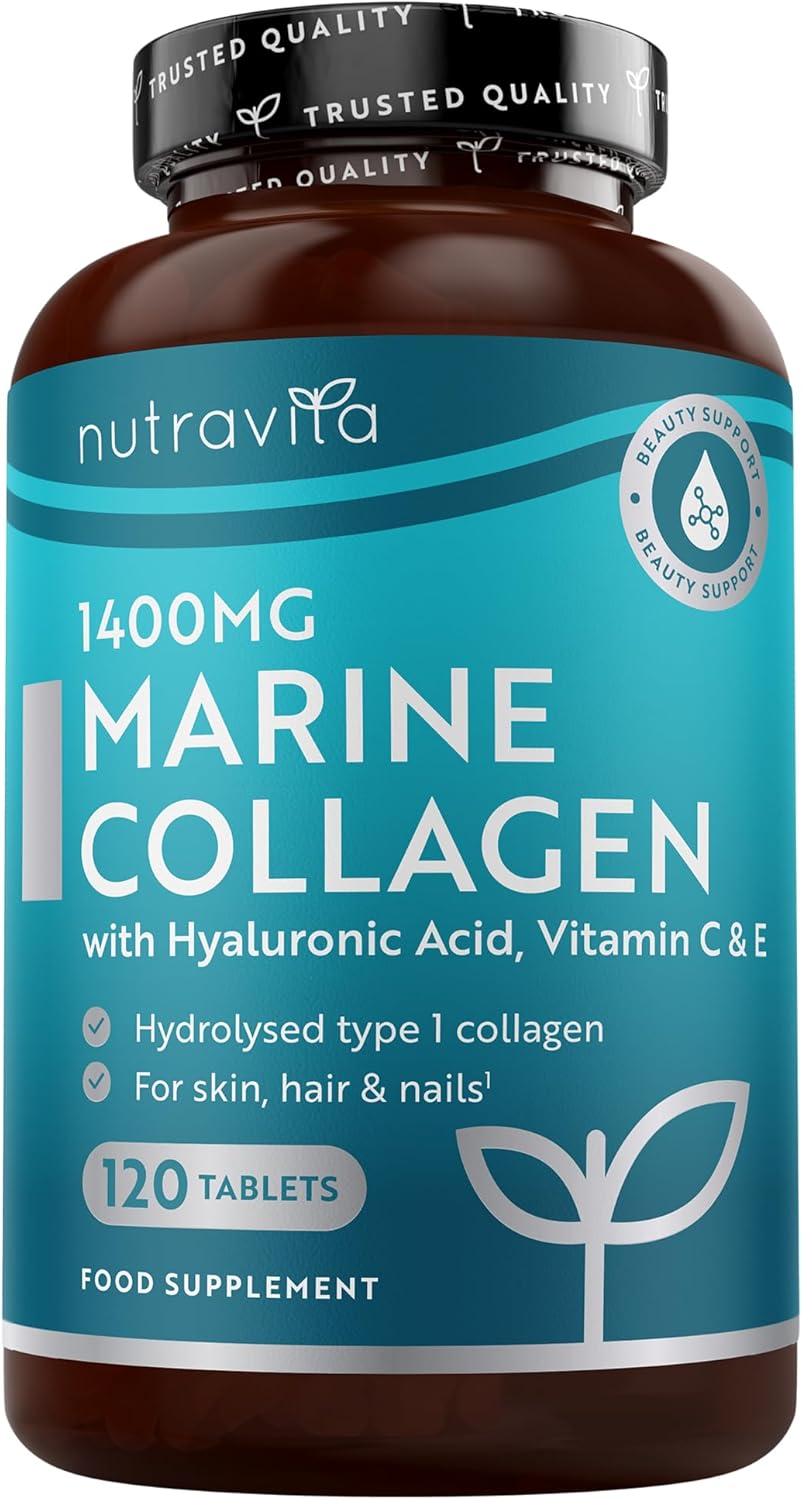 Marine Collagen und Hyaluronsäure Kapseln Hochdosiert 1400mg - Kollagen Hydrolysat Typ I - 120 Tabletten