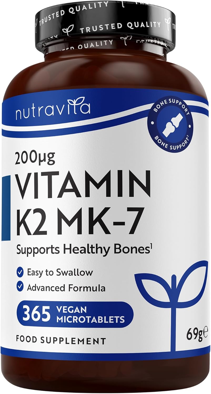 Vitamin K2 MK 7 200 µg – Jahresvorrat – 365 vegane Mikrotabletten (keine Kapseln)