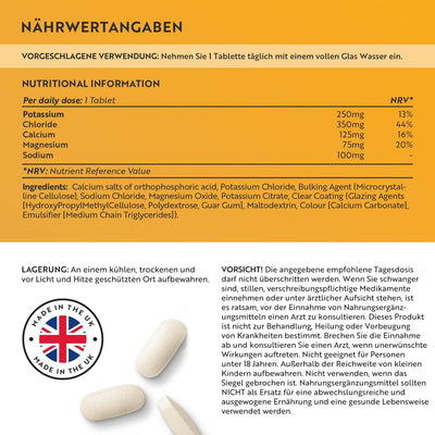 Elektrolyte Komplex mit Magnesium Kalium Hochdosiert Kalzium Natrium & Chlorid - 400 Tabletten