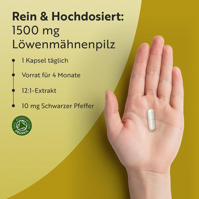 Bio Löwenmähne Pilz 1500mg 120 Kapseln