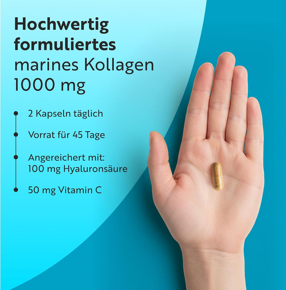 Hydrolysiertes Marines Kollagen 1000mg mit Hyaluronsäure 90 Kapseln