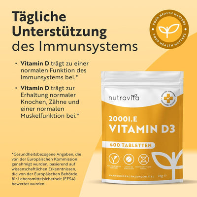 Vitamin D3 2000 IU Essentials 400 Tabletten