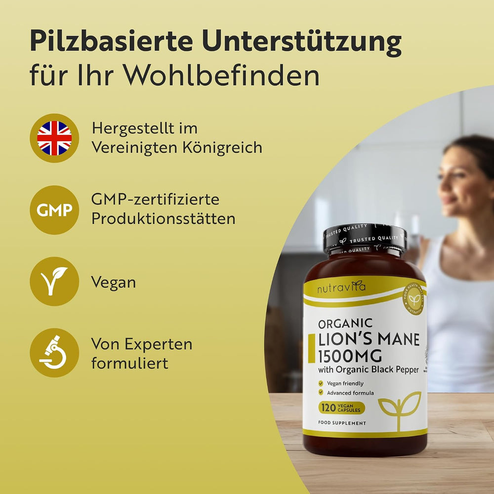 Bio Löwenmähne Pilz 1500mg 120 Kapseln