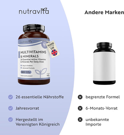 Multivitamine - 26 wichtige Inhaltsstoffe 365 Tabletten