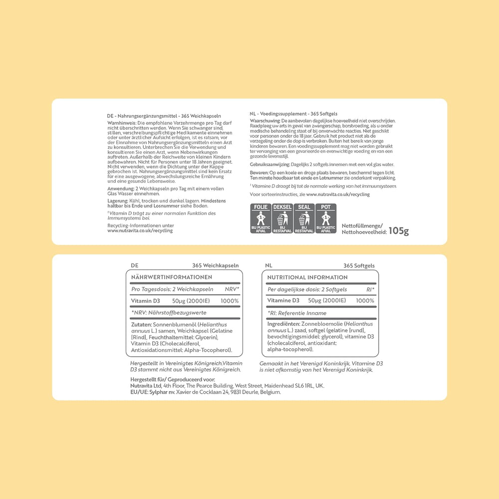 High Strength Vitamin D3 2000iu - 365 Softgels