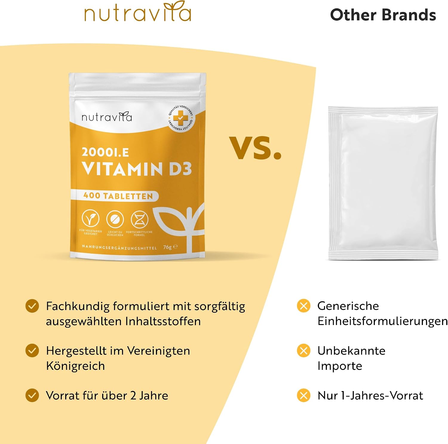 Vitamin D3 2000 I.E - 400 Vit D Tabletten