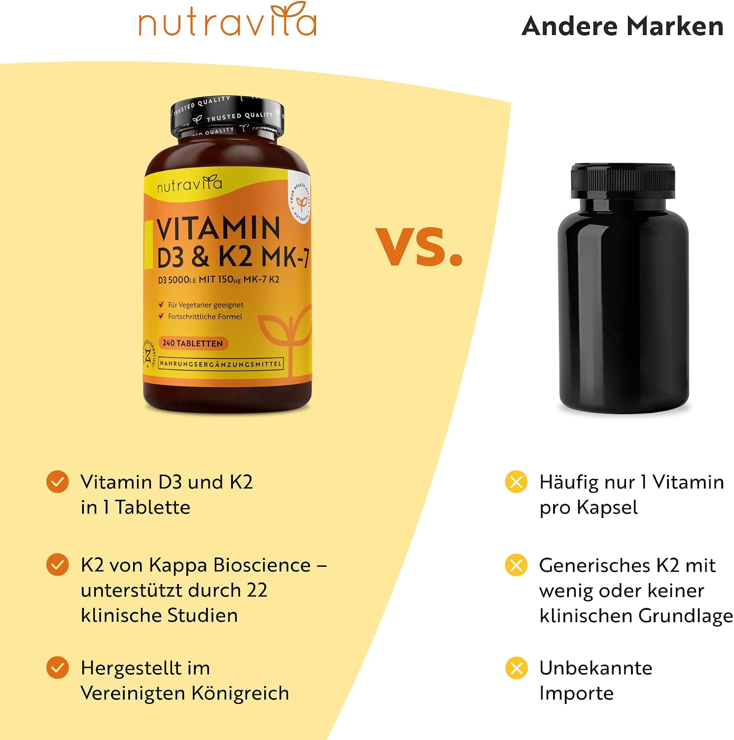 Vitamin D3 K2 Tabletten - 240 Tabletten