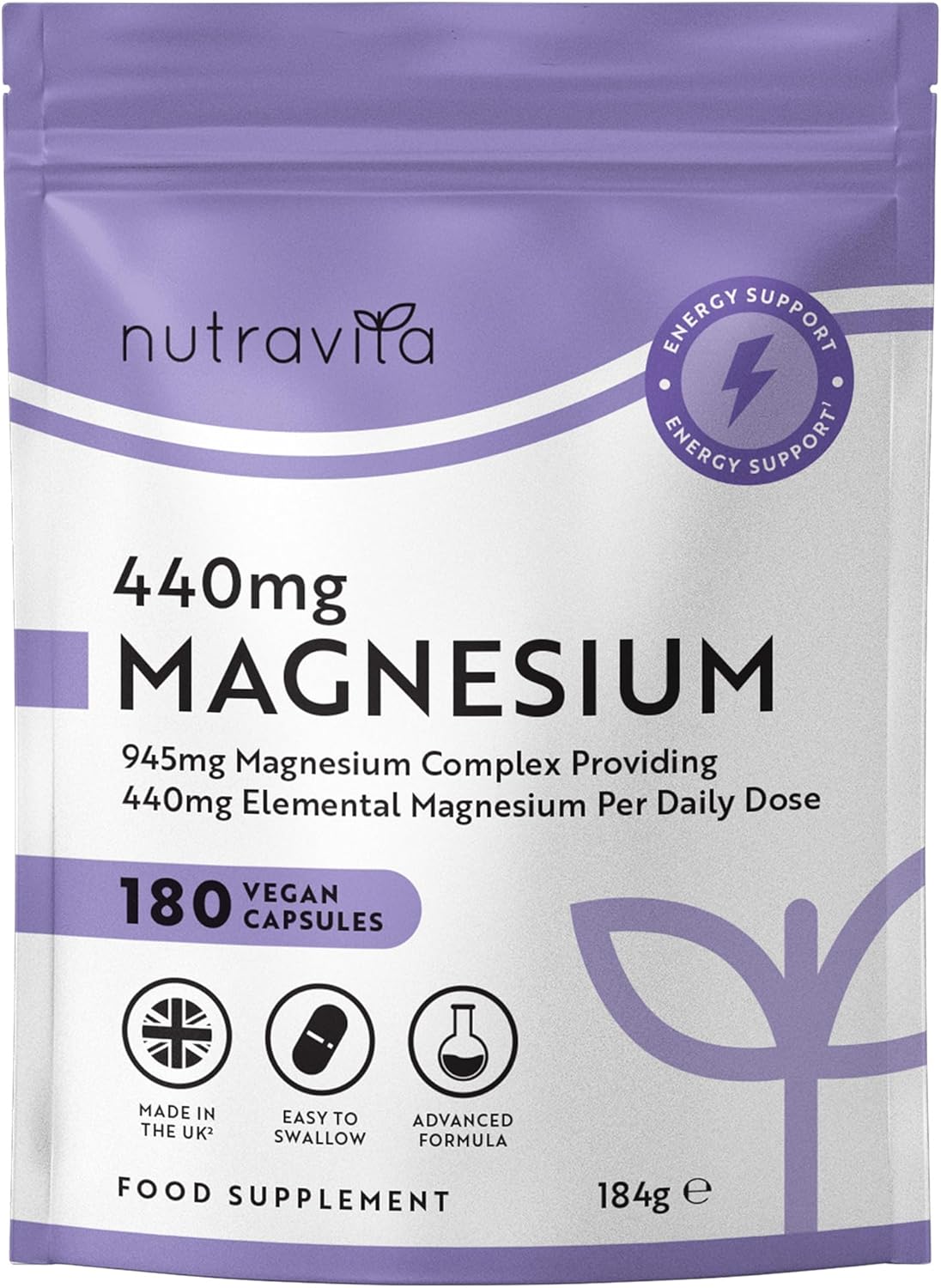 945 mg Magnesium Komplex – 180 Vegane Citrat-Kapseln