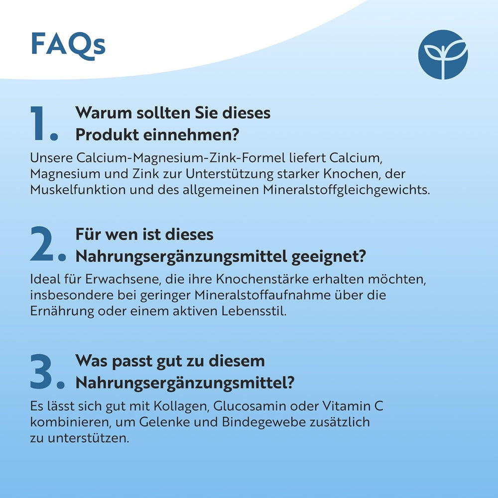 Calcium Magnesium Zink & K2 - 400 vegetarische Tabletten
