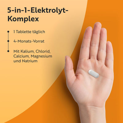 Elektrolyte Komplex mit Magnesium Kalium Hochdosiert Kalzium Natrium & Chlorid - 120 Elektrolyte Tabletten