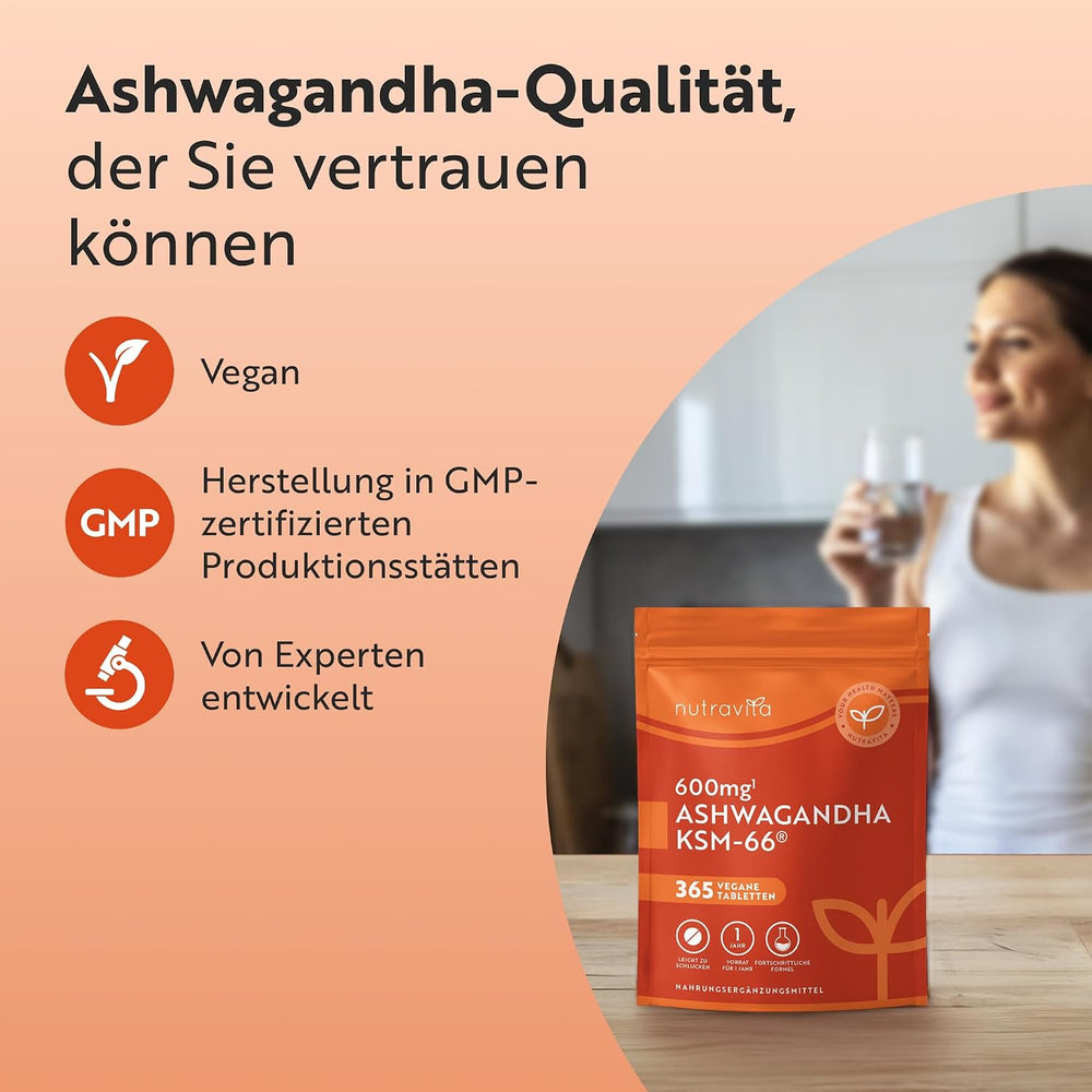 Ashwagandha Tabletten - 365 vegane Tabletten