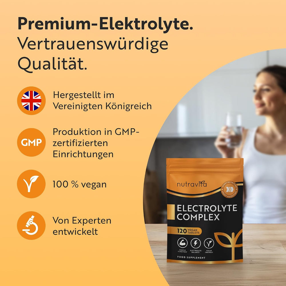 Elektrolyte Komplex mit Magnesium Kalium Hochdosiert Kalzium Natrium & Chlorid - 120 Elektrolyte Tabletten