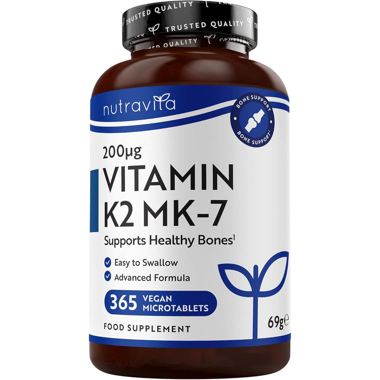 Vitamin K2 MK 7 200 µg – Jahresvorrat – 365 vegane Mikrotabletten (keine Kapseln)