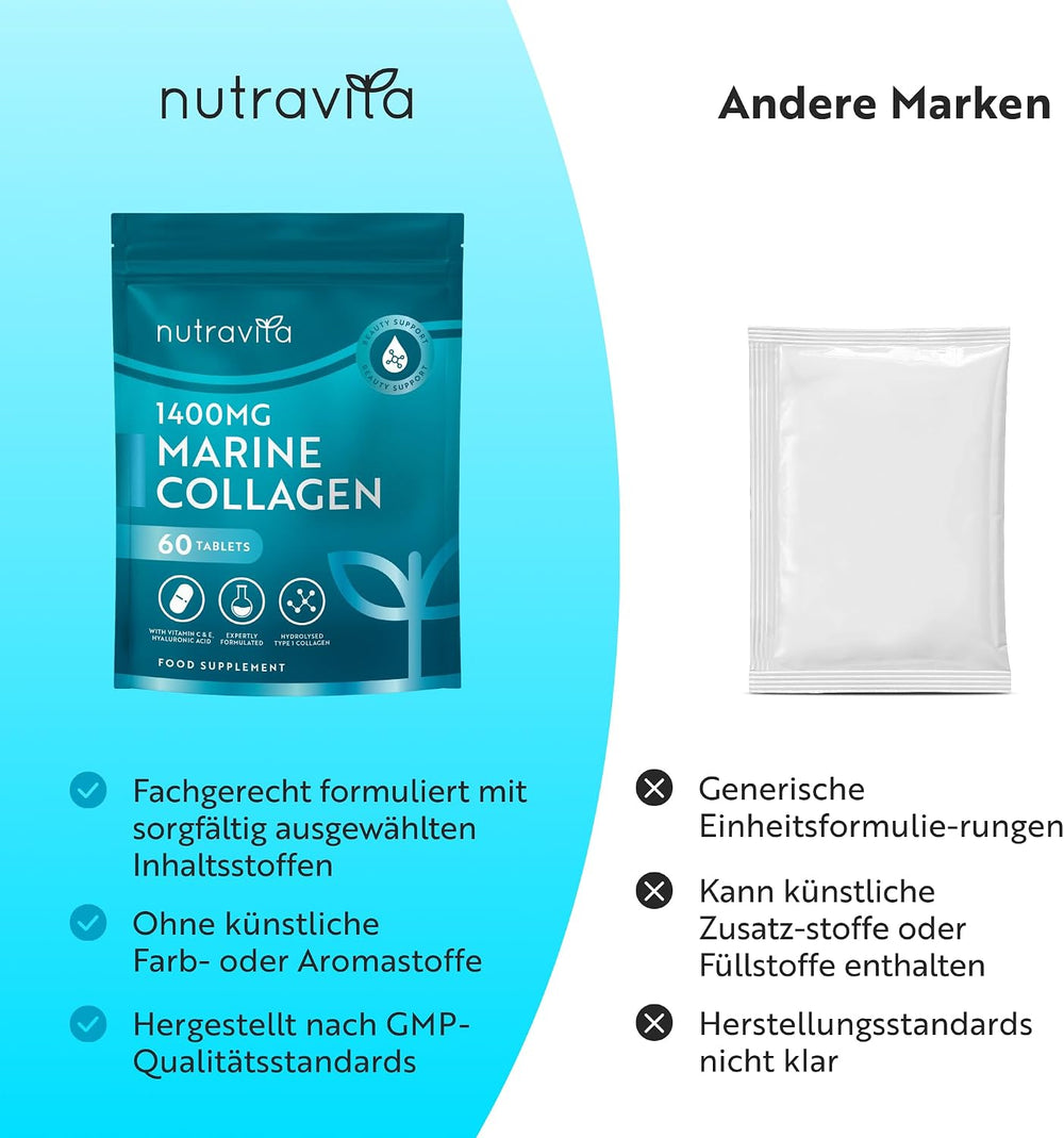 Maritimes Kollagen mit Hyaluronsäure 1400mg - 60 Tabletten