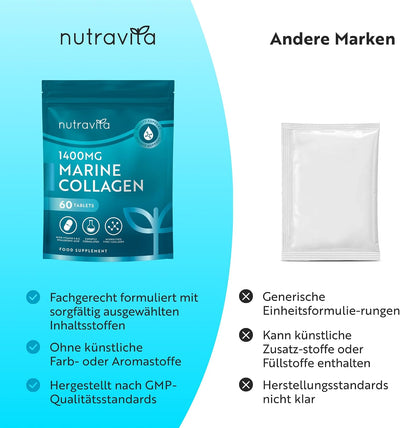 Maritimes Kollagen mit Hyaluronsäure 1400mg - 60 Tabletten