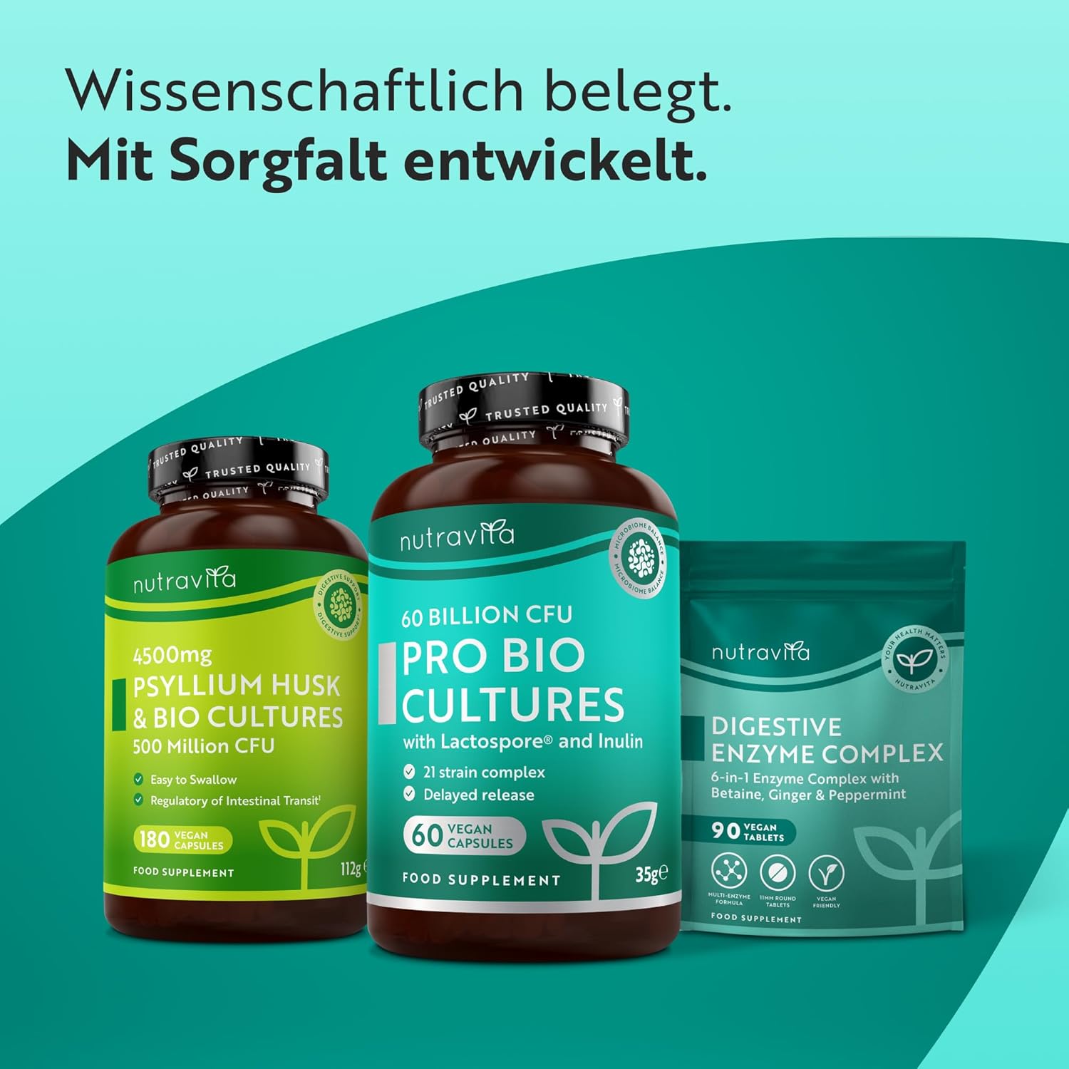 Probiotika 60 Milliarden KBE - 21 Kulturen Komplex mit Lactospore® - 60 Vegane Probiotika Kapseln