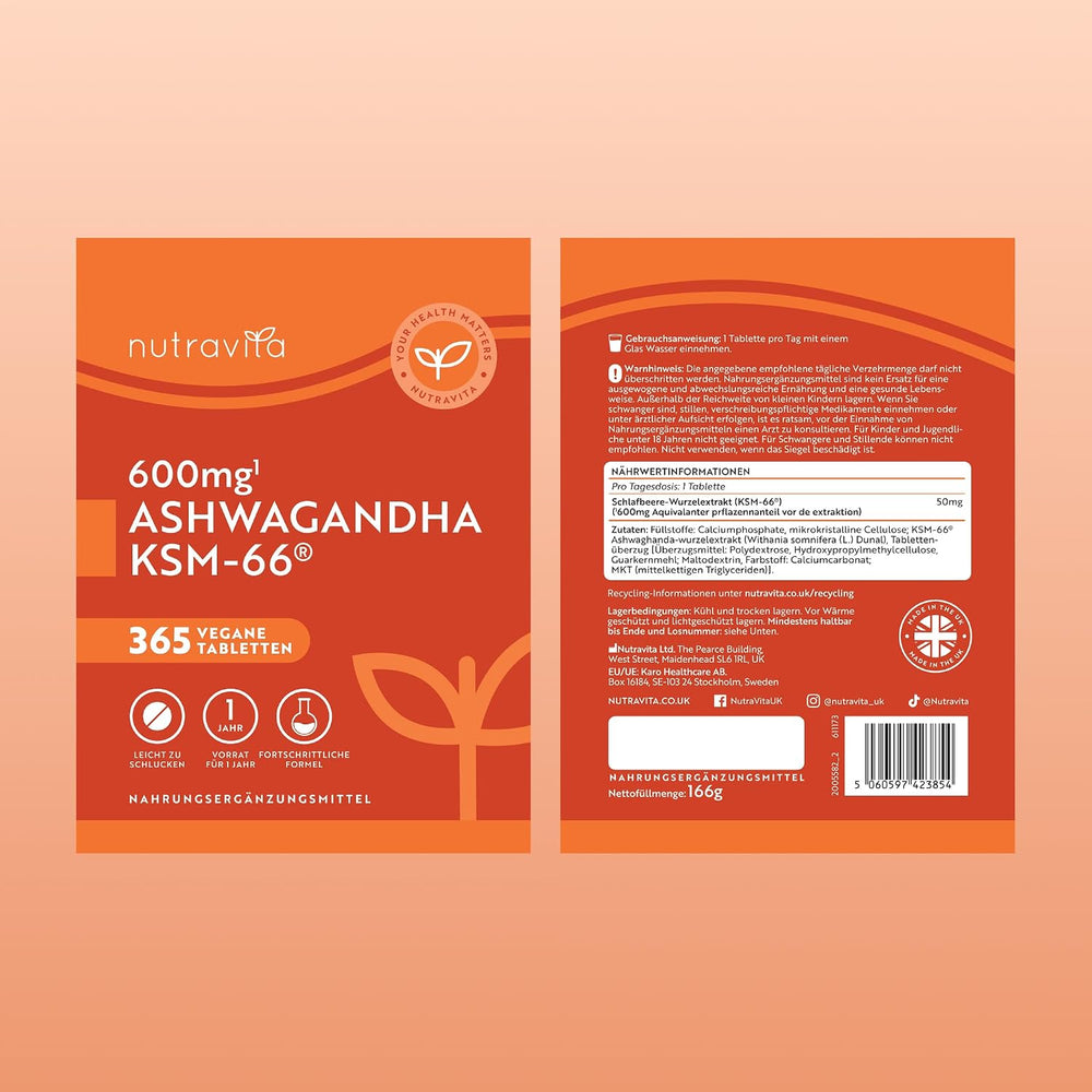 Ashwagandha Tabletten - 365 vegane Tabletten