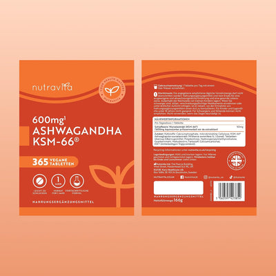 Ashwagandha Tabletten - 365 vegane Tabletten