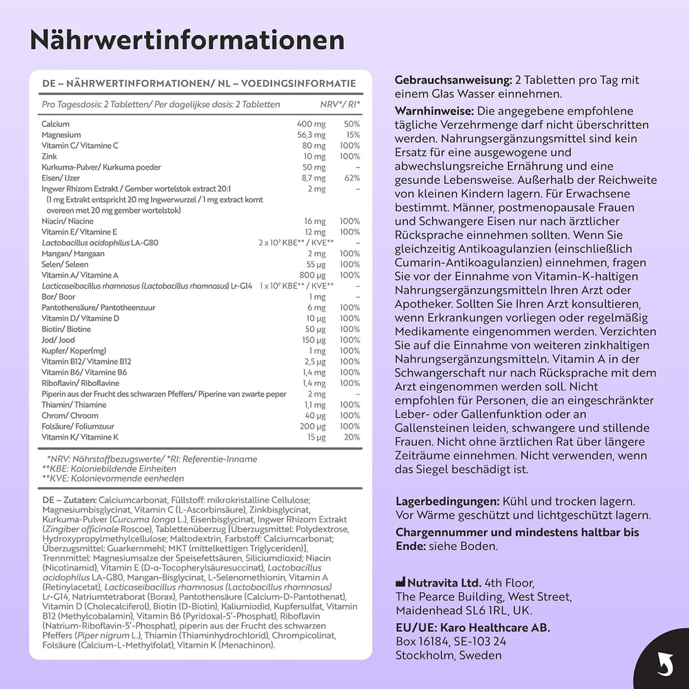 Multivitamine mit verbesserter Aufnahme für Männer und Frauen – 360 vegane Tabletten