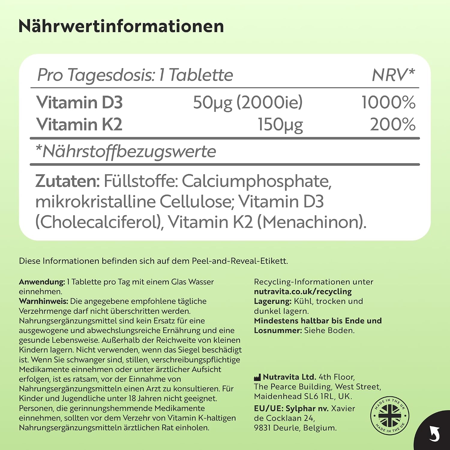 Vitamin D3 2000IU And Vitamin K2 150UG TABS 240