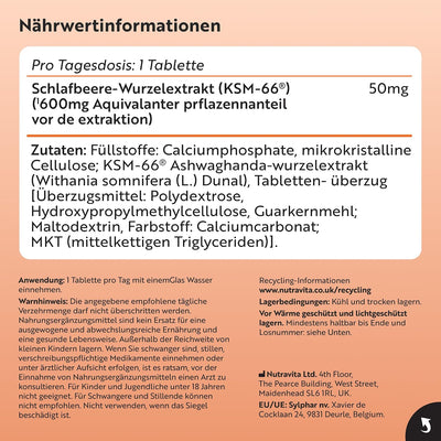 Ashwagandha Tabletten - 365 vegane Tabletten