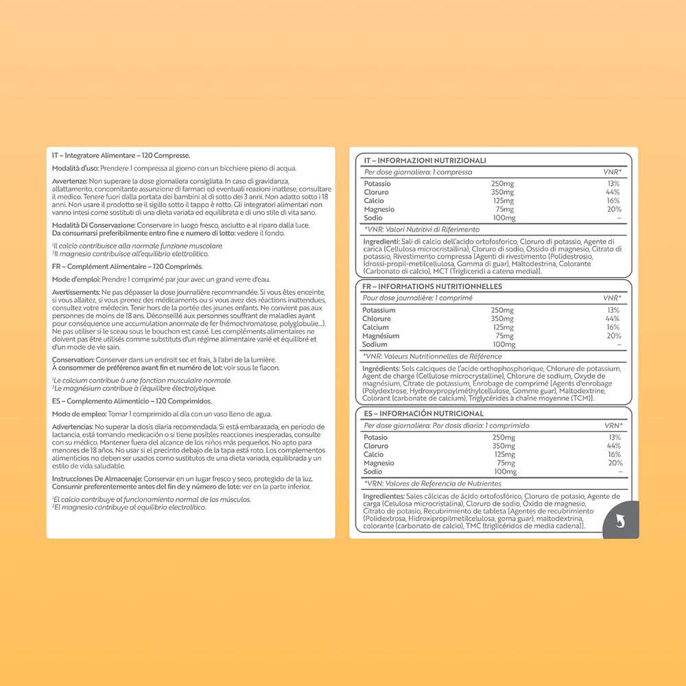 Elektrolyte Komplex mit Magnesium Kalium Hochdosiert Kalzium Natrium & Chlorid - 120 Elektrolyte Tabletten