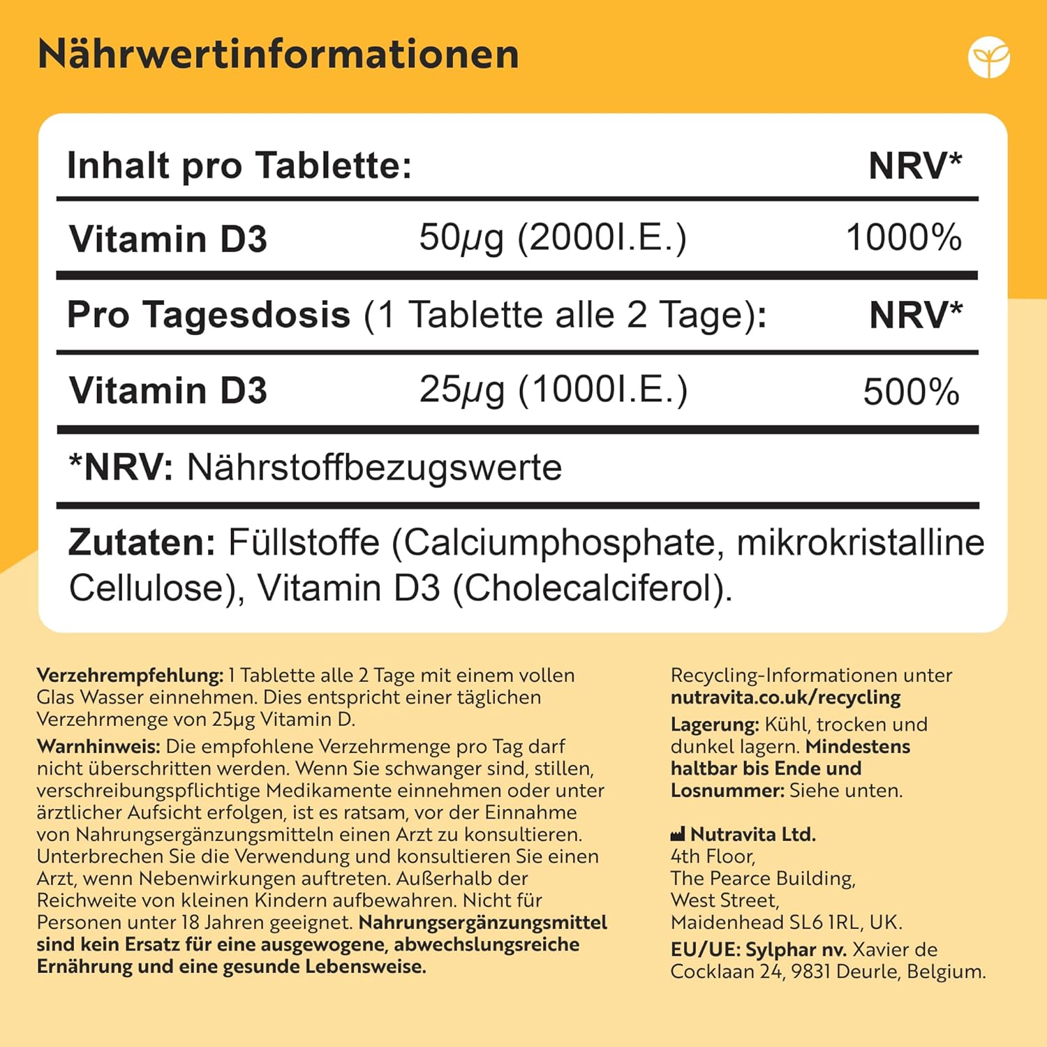 Vitamin D3 2000 I.E - 400 Vit D Tabletten