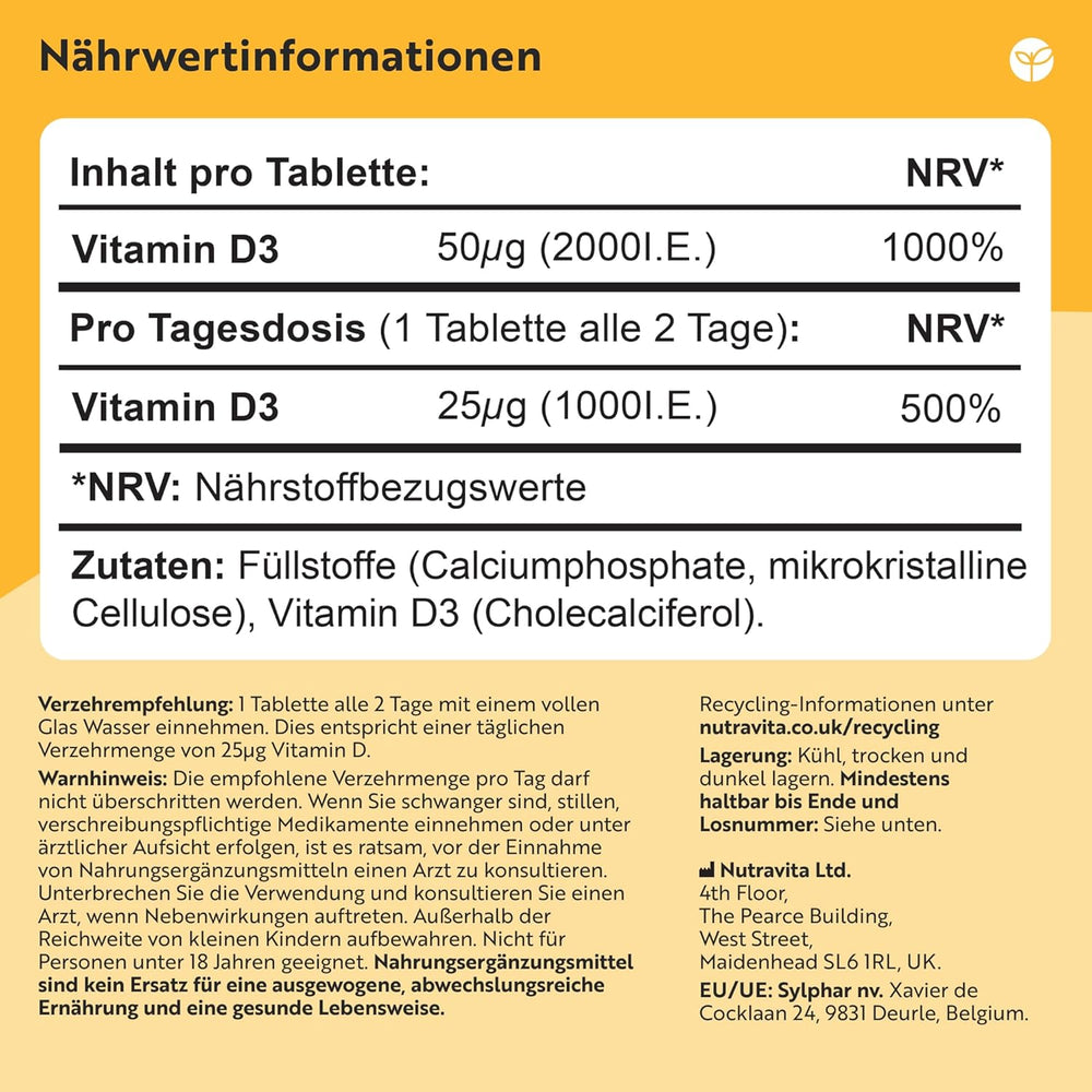 Vitamin D3 2000 IU Essentials 400 Tabletten