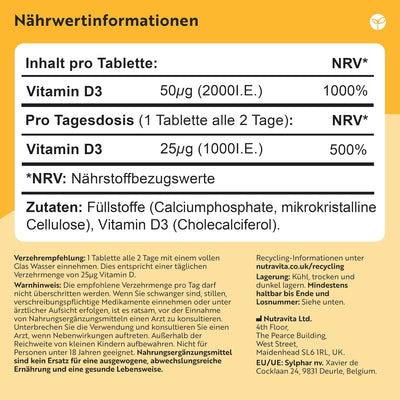 Vitamin D3 2000 IU Essentials 400 Tabletten