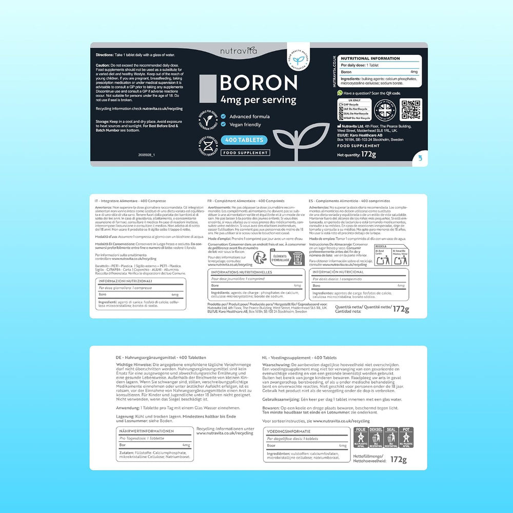 Bor 4mg - 400 Vegane Tabletten