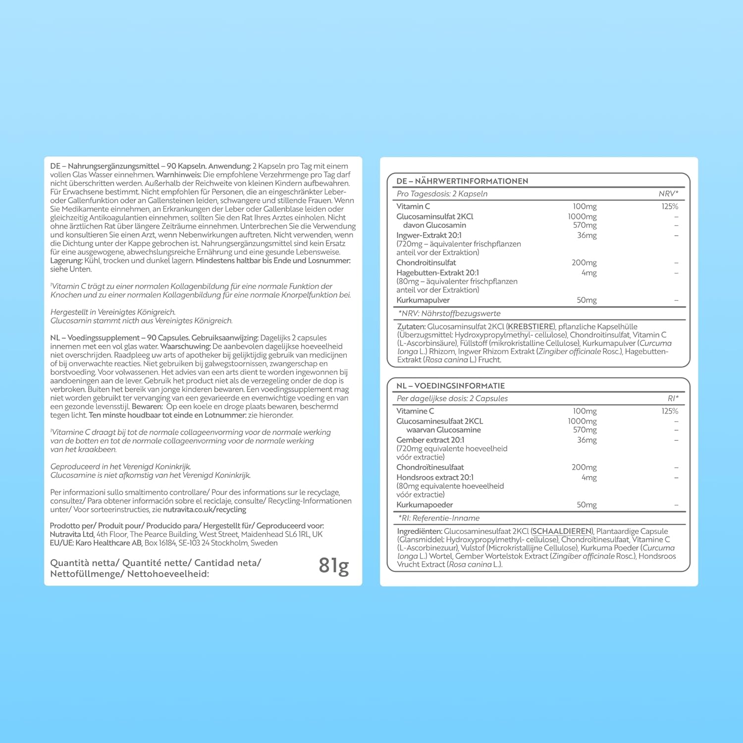Glucosamin und Chondroitin - 90 Kapseln