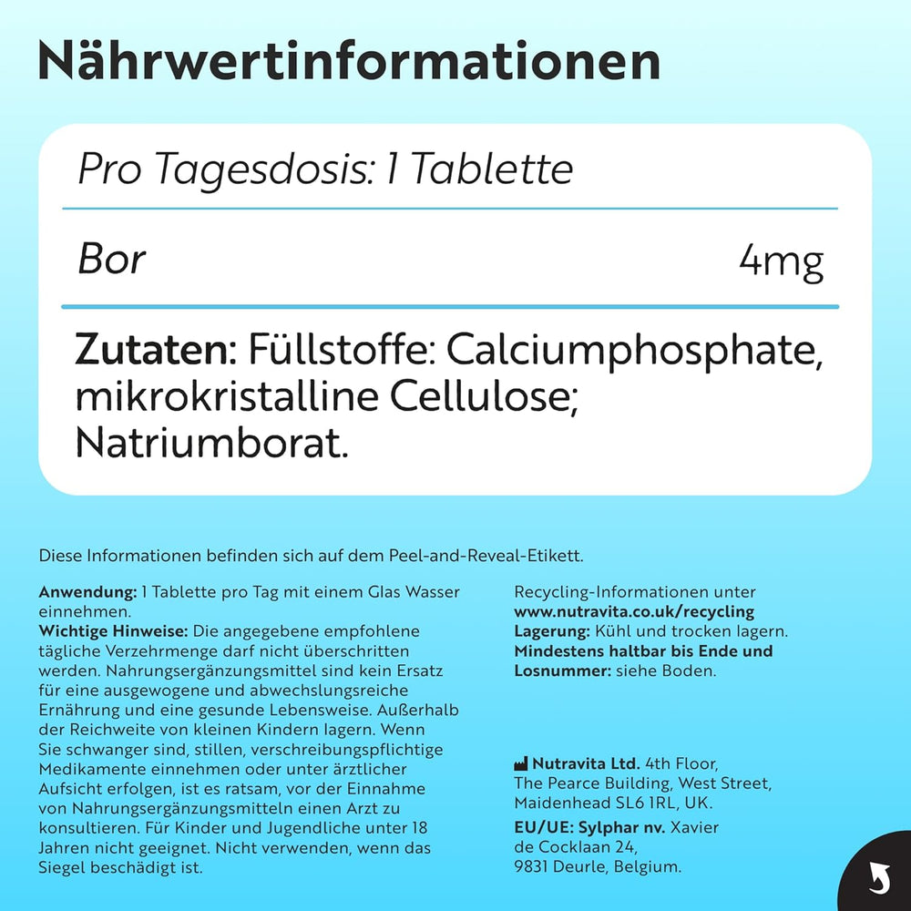 Bor 4mg - 400 Vegane Tabletten