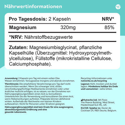 Magnesium Bisglycinate 320mg - 60 Capsules