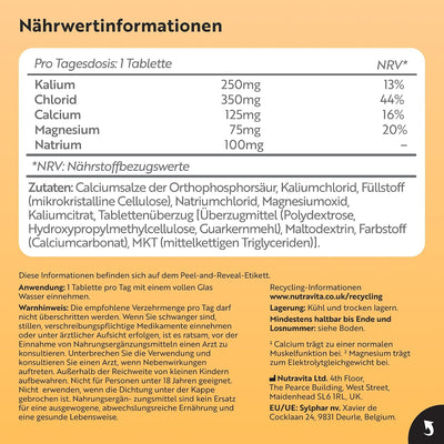 Elektrolyte Komplex mit Magnesium Kalium Hochdosiert Kalzium Natrium & Chlorid - 120 Elektrolyte Tabletten
