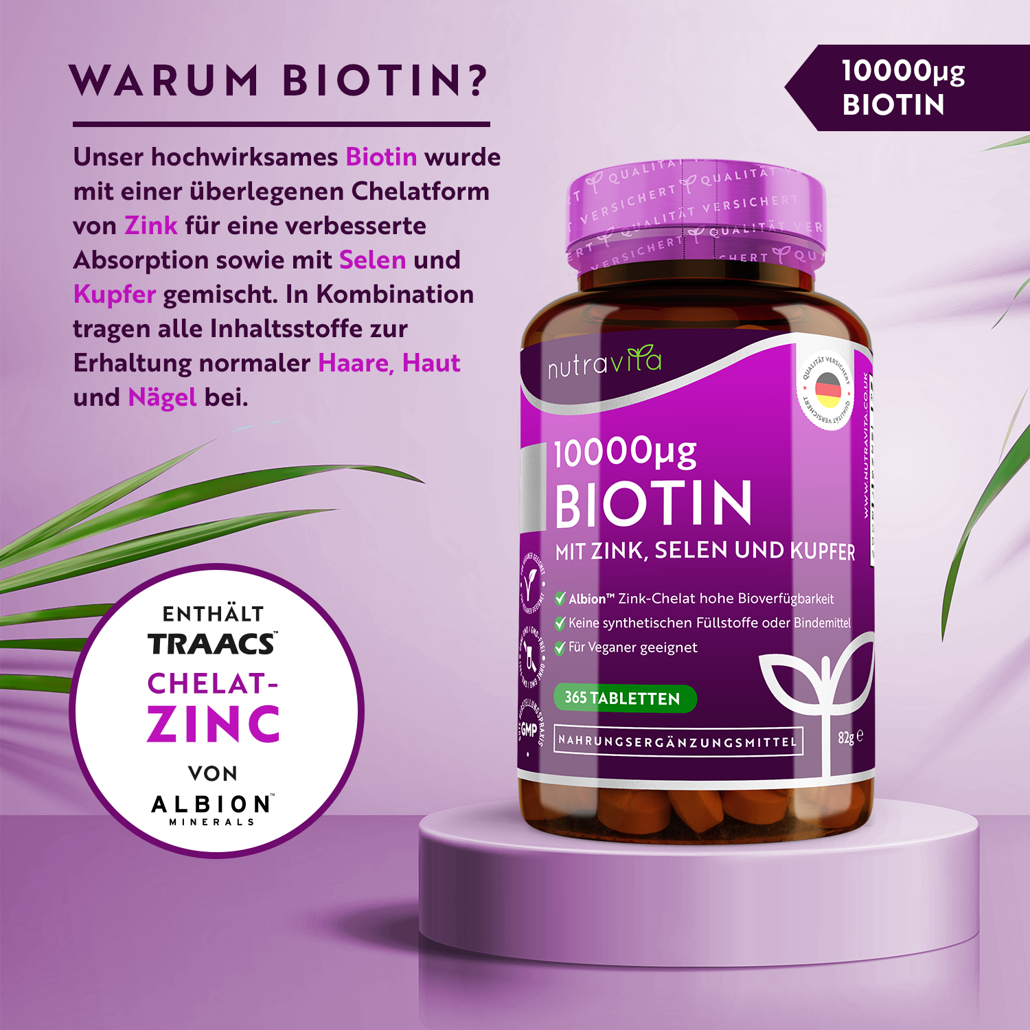 Biotin mit Zink, Selen und Kupfer — Nutravita Deutschland