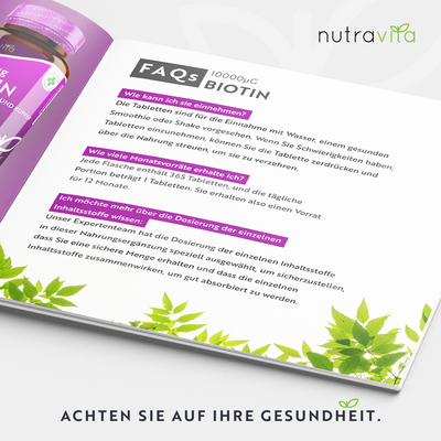 Biotin mit Zink, Selen und Kupfer - 10000mcg Biotin pro Tablette - Premium-Zink von Albion®