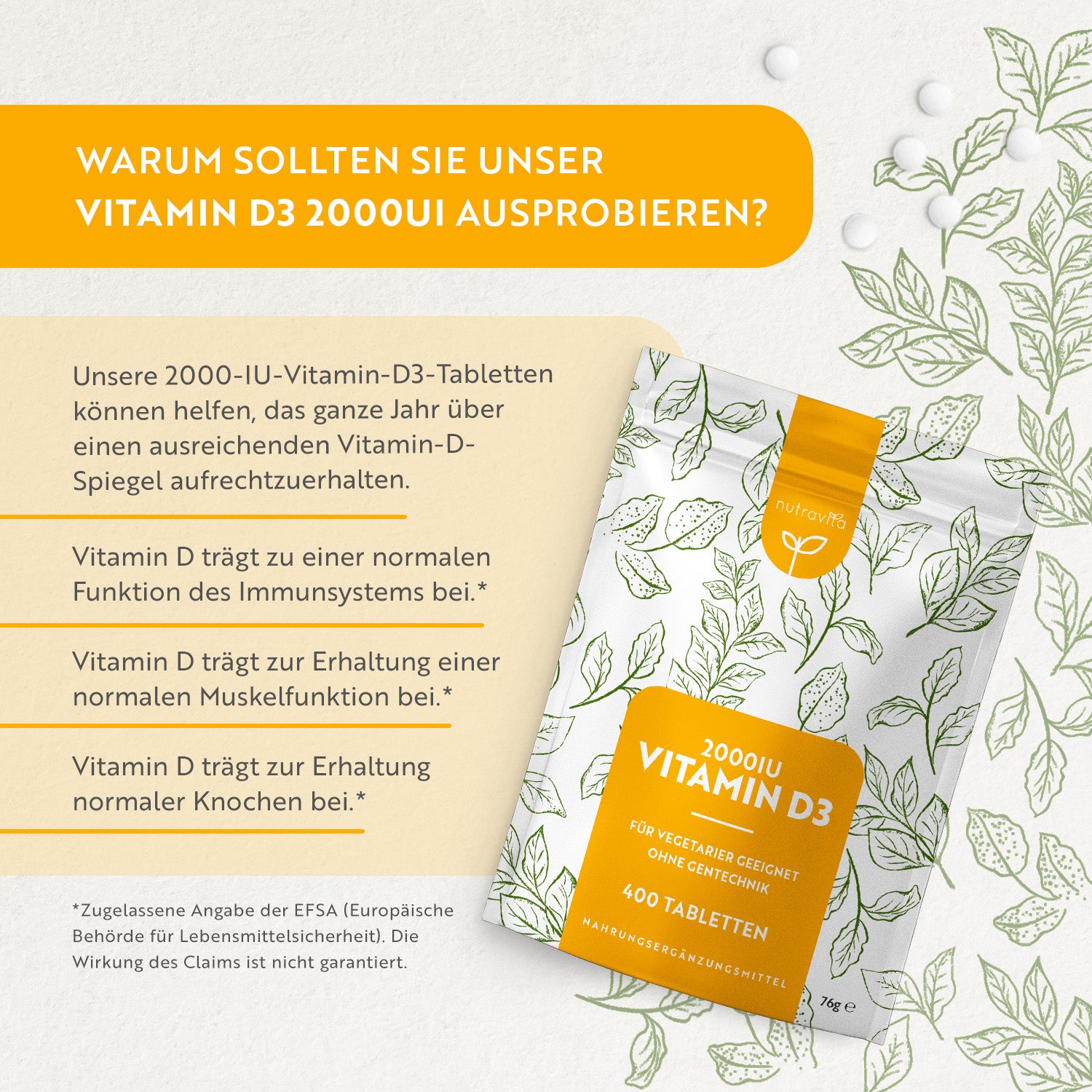 Vitamin D3 2000 IU Essentials 400 Tabletten