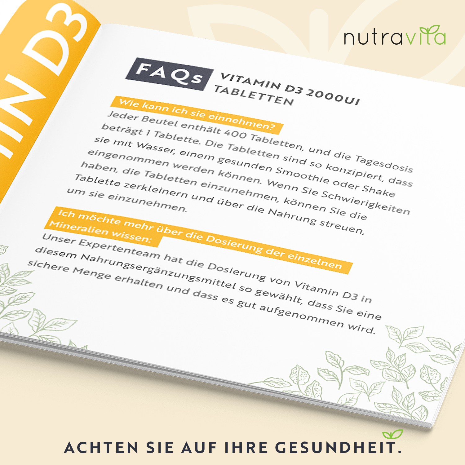 Vitamin D3 2000 IU Essentials 400 Tabletten