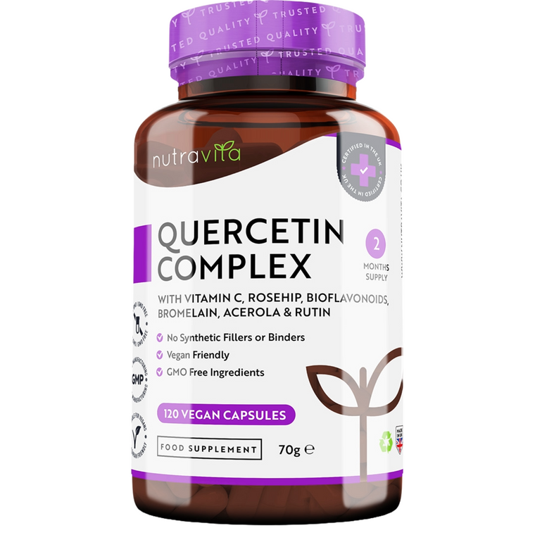Quercetin Komplex 695mg mit Vitamin C - Preis-Leistungssieger 2021* - 120 vegane Kapseln